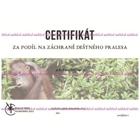 Certifikát orangutan